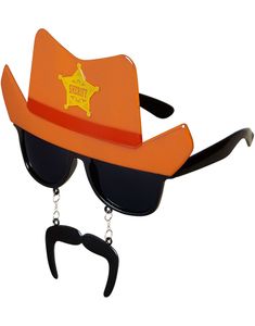 Cowboybriller med Brun Hat og Overskæg