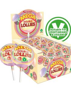36 stk Swizzels MEGA Double Lollies / Kærligheder - Hel Æske