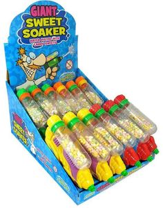 12 stk Sweet Soaker - Vandpistoler i Assorterede Farver med Slik - Hel Æske