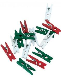 24 stk Treklyper i Rød, Hvit og Grønn til Dekorasjon 2,5 cm