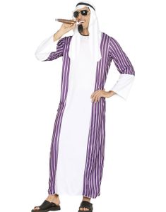 Hvit og Lilla Sheik Kostyme med Striper