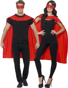 Rødt Superhelt Kit med Kappe og Øjenmaske 
