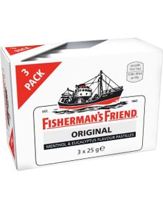 3-pak Fisherman's Friend Original med Smag af Menthol og Eucalyptus 75 gram