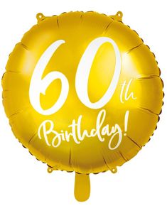 60 Års Fødselsdag  - Rund Guldfarvet Folieballon 45 cm