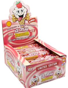 DATO PRODUKT - 24 stk. 6-pk Zed Jawbreaker med Hindbær- og Vaniljesmag samt Tyggegummi Kerne - Hel Kasse 1,18 kg (26.12.2025)