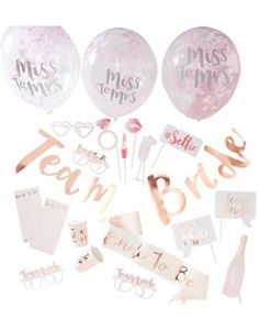 Hen Party In a Box - Rose Gullfarget Dekorasjonssett  48 Deler