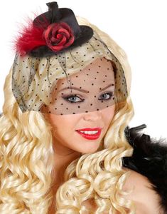 Sort Minihat m/Rød Rose