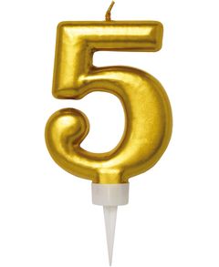 5 Tal - Guldfarvet Kagelys 11 cm