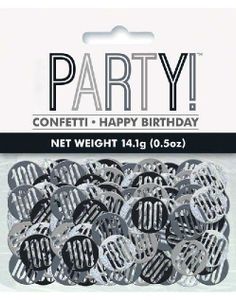 Svart Bordkonfetti med 100 Tall til Dekorasjon