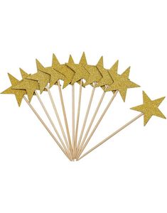 10 stk Kakedekorasjoner med Glitrende Gullfarget Stjerne