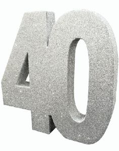 Sølvfarvet Glitrende 40 År Borddekoration  20 cm