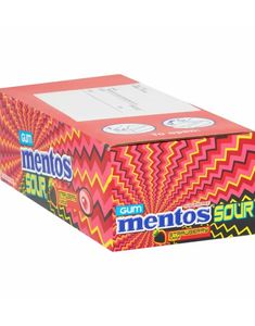 10 stk Mentos Sugarfree Sour Strawberry Gum - Sur Sukkerfri Tyggegummi med Jordbærsmak - Hel Eske 300g