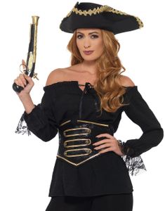 Sort Piratbluse og Mavebælte til Dame