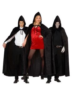 Sort Velour Kappe m/Hætte